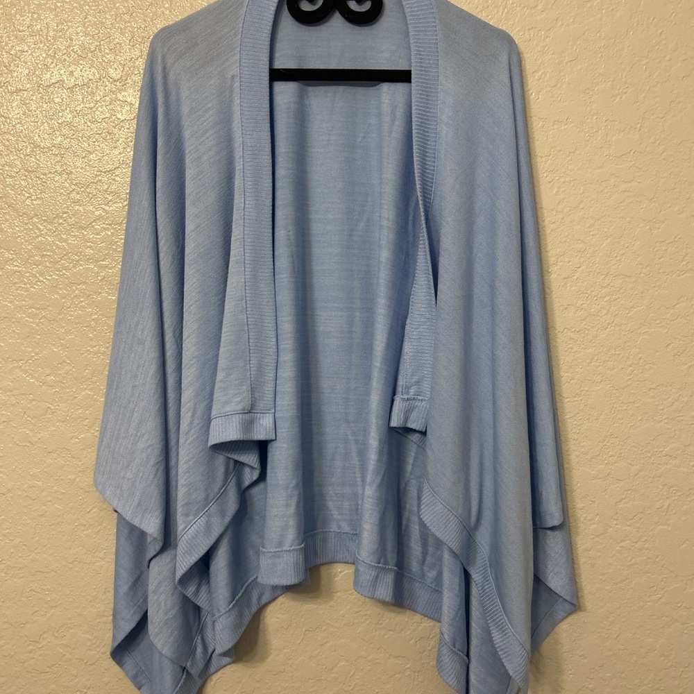 Banana Republic Blue Open Front Poncho Cardigan Draped Ruana Wrap- one size